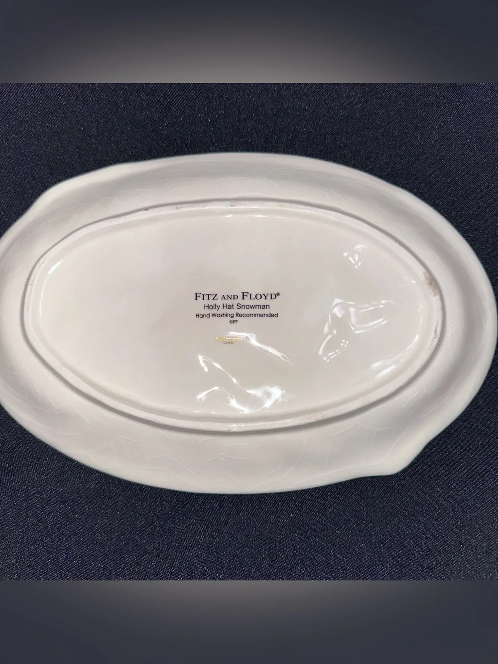 Fitz and Floyd Holly Hat Snowman 'Sing with Joy' Holiday Platter serving dish